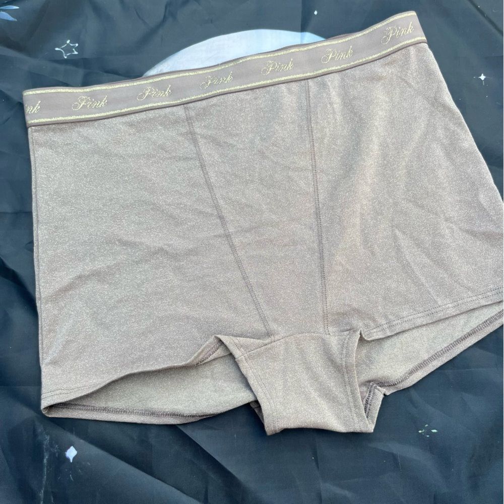 NWT Shimmery Brown High-Waisted Boyshort Boxer Panty Sparkle Knit in Iced Coffee